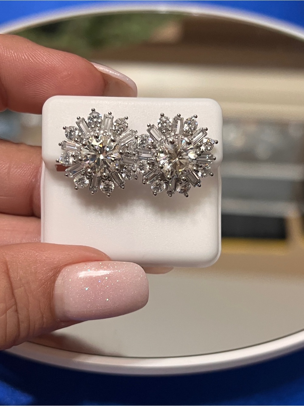 9.9 CTW Moissanite Floral Cluster Earrings in 925